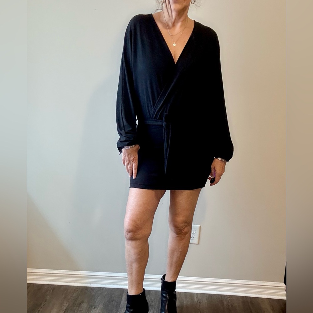 Forever 21 Black Long Sleeve Wrap Dress